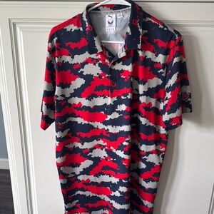 PUMA Men's Red and Blue Camouflage Polo Shirt